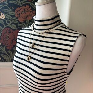 Black and White Stripe Mock Neck Rib Tank 🖤🤍